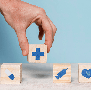 SP Fort Hospital mission visualization - hand placing blue medical cross symbol